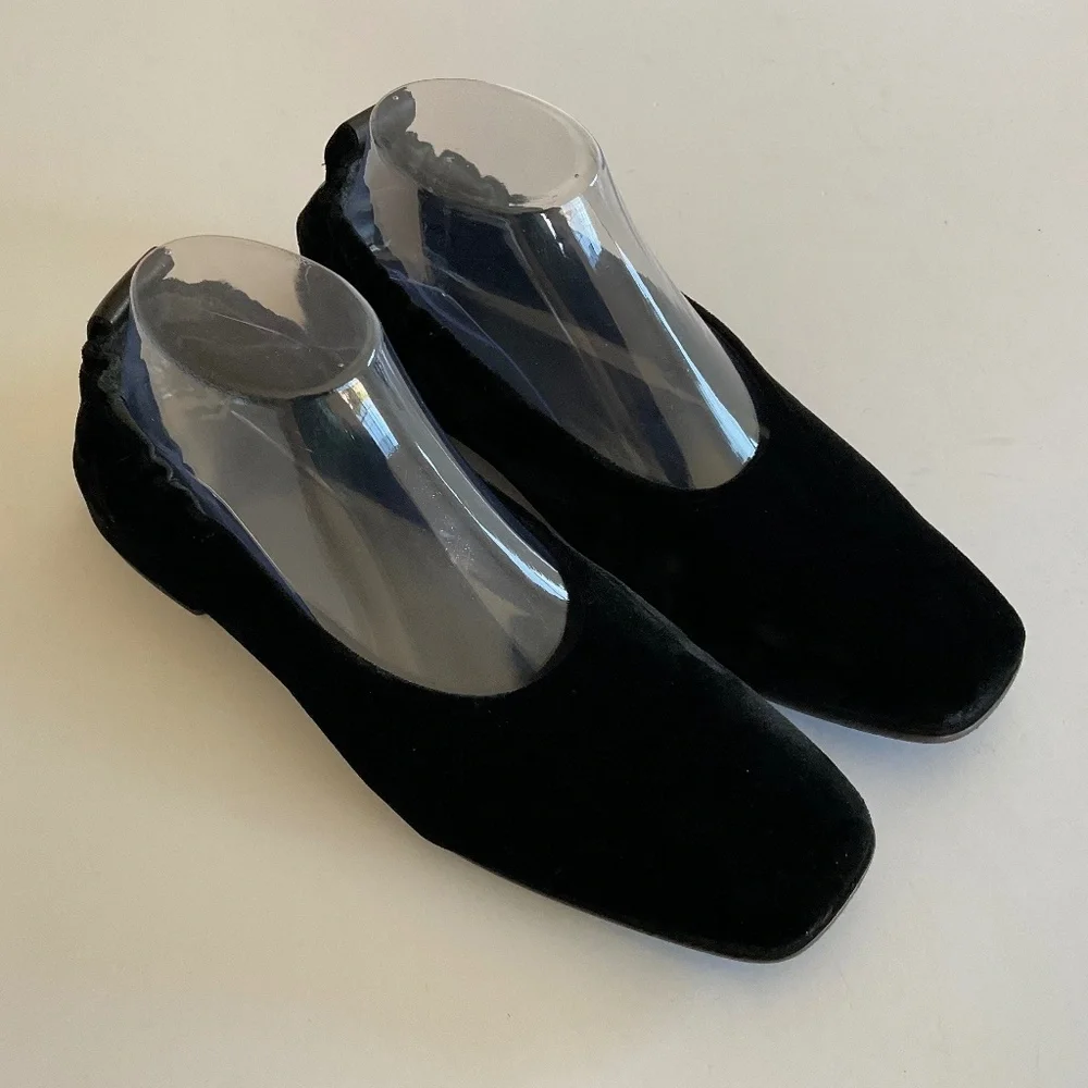 COS Black Velvet Square Toe Slip-On Loafer Size EU 39